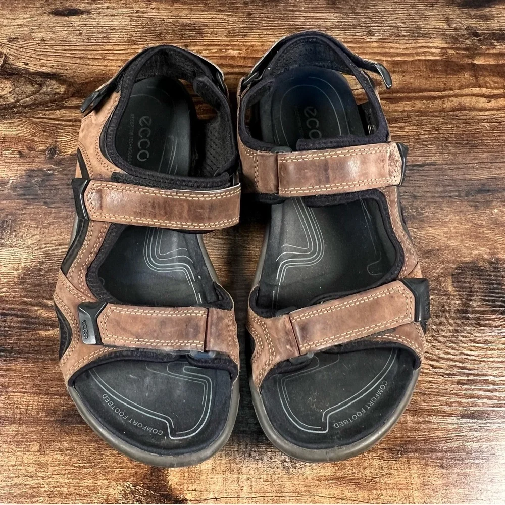 Ecco Sandals Mens Hiking Walking Outdoors Brown Adjustable EU42 US 8/8.5
